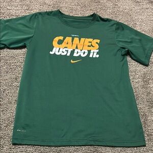 Nike Just do it Canes Green T-Shirt with Orange and White Graphic